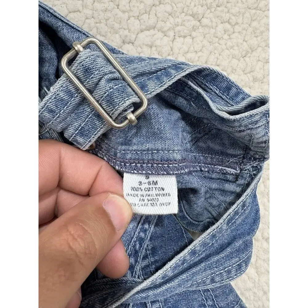 Vintage Baby Gap Denim Overalls Size 3-6M Carpenter Jeans Bib Blue Cotton Y2K